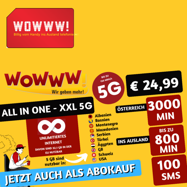 WOWWW! Triple-Simkarte, Sim Karte Prepaid inkl. ALL IN ONE - XXL Starterpaket