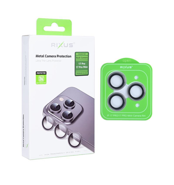 Rixus Metal Shield Kamera-Schutz-Glas passend für Apple iPhone 17 Pro, 17 Pro Max, Grey (RIX02806)