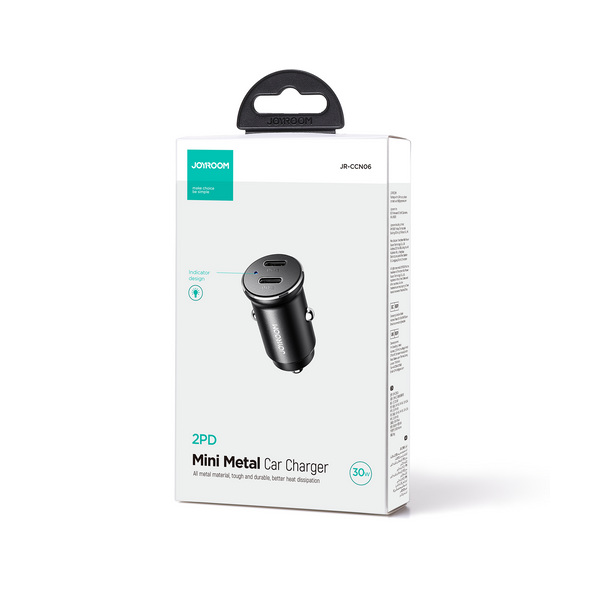 Joyroom 30W 2x USB-C Mini-KFZ-Ladegerät Metall Design, schwarz (JR-CCN06)