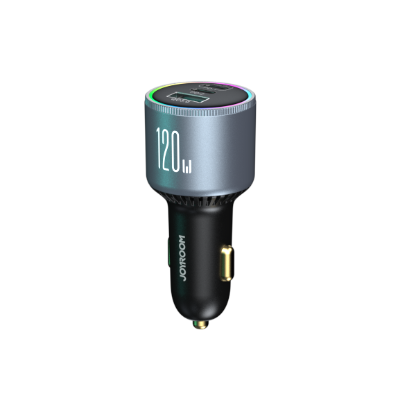 Joyroom JR-CCN07 KFZ-Ladegerät 120 W 2xUSB-C USB-A + USB-C-Kabel 100 W, Dunkelgrau (JR-CCN07)