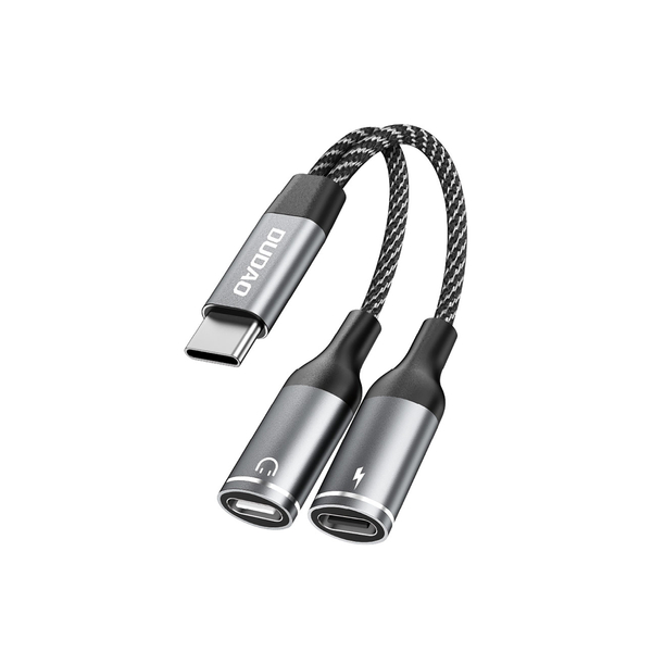 Dudao L13C+ 2in1 USB-C Splitter-Adapter, grau Dudao L13C+ 2in1 USB-C Splitter-Adapter, grau