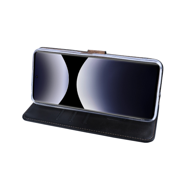 Rixus Flip-Hülle Clip für Xiaomi Redmi Note 14 Pro / 14 Pro+ Hülle mit Standfunktion, schwarz