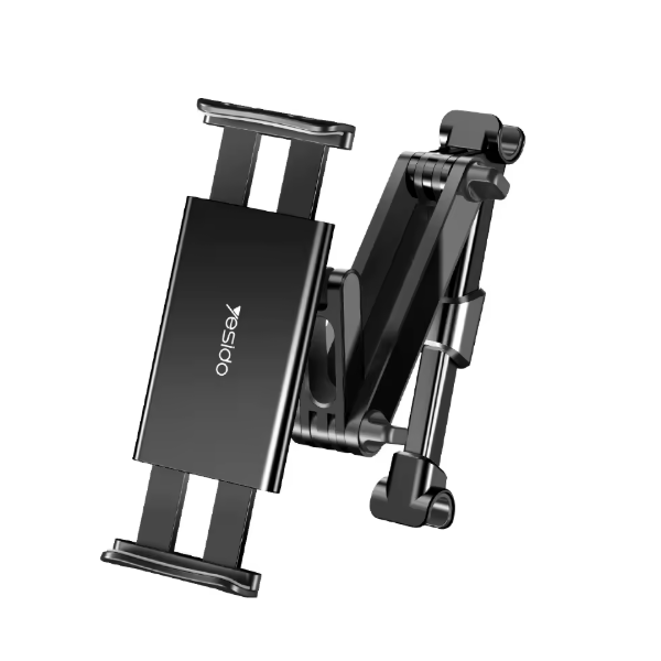 YESIDO Autositzhalterung, Metall, klappbar, KFZ-halterung für Handy und Tablet, schwarz (C117)