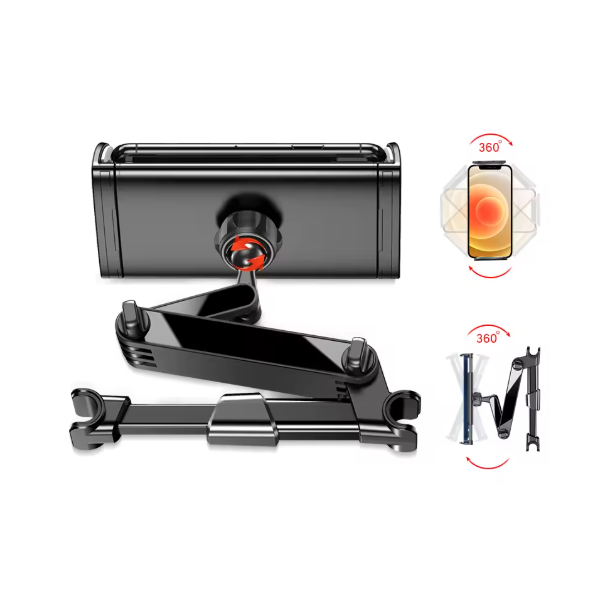 YESIDO Autositzhalterung, Metall, klappbar, KFZ-halterung für Handy und Tablet, schwarz (C117)