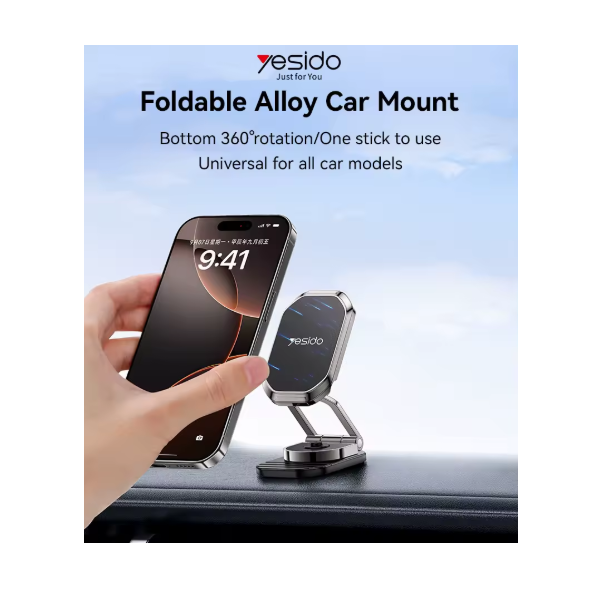 Yesido magnetisch selbstklebend faltbare  KFZ-Halterung (Armaturenbrett) dunkelgrau (C222)