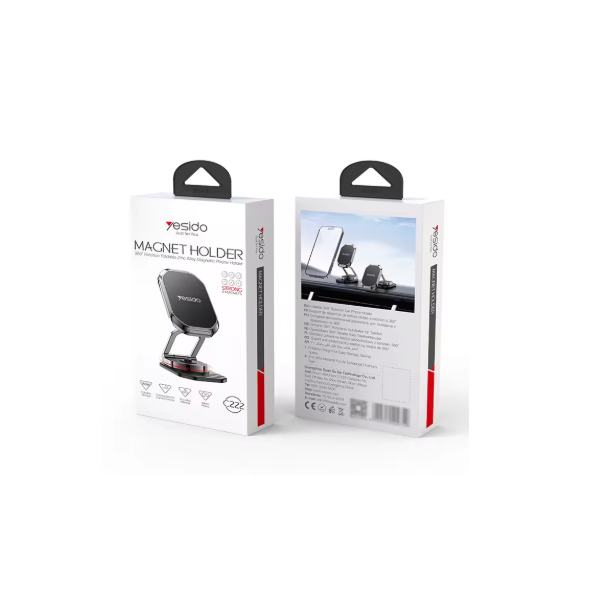 Yesido magnetisch selbstklebend faltbare  KFZ-Halterung (Armaturenbrett) dunkelgrau (C222)
