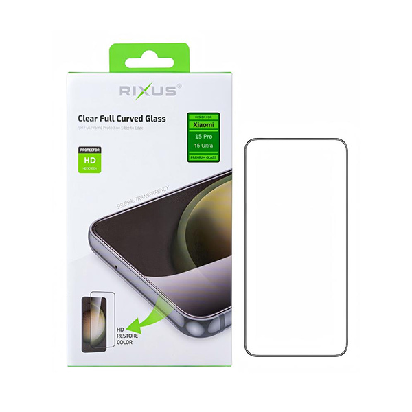 Rixus Clear HD Ultra Line Displayschutz-Glas passend für Xiaomi 15 Pro, 15 Ultra, 15S Pro, schwarz