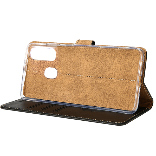 Rixus Flip-Hülle Wallet passend für Samsung Galaxy A20e (A202F) mit Standfunktion, schwarz