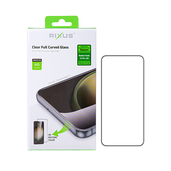 Rixus Clear HD Full Curved Displayschutz-Glas passend für Xiaomi Redmi Note 13 Pro 5G