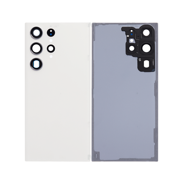 Akkudeckel mit Kameraglas kompatibel mit Samsung Galaxy S23 Ultra S918B, Cream