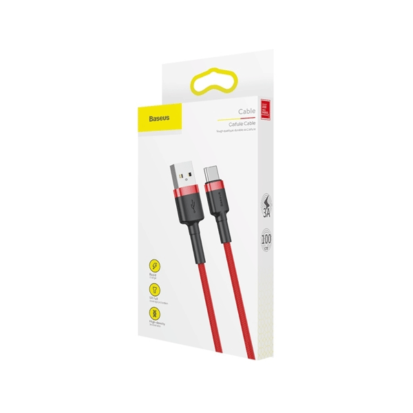 Baseus Cafule USB / USB Type-C Ladekabel/Datenkabel Nylon geflochten - QC3.0, 2A - rot (2M)