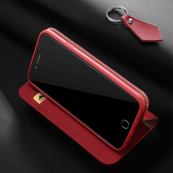 Dux Ducis Wish Series Echt Leder Flip Wallet Tasche Schutz-Hülle Cover für iPhone Xs Max rot