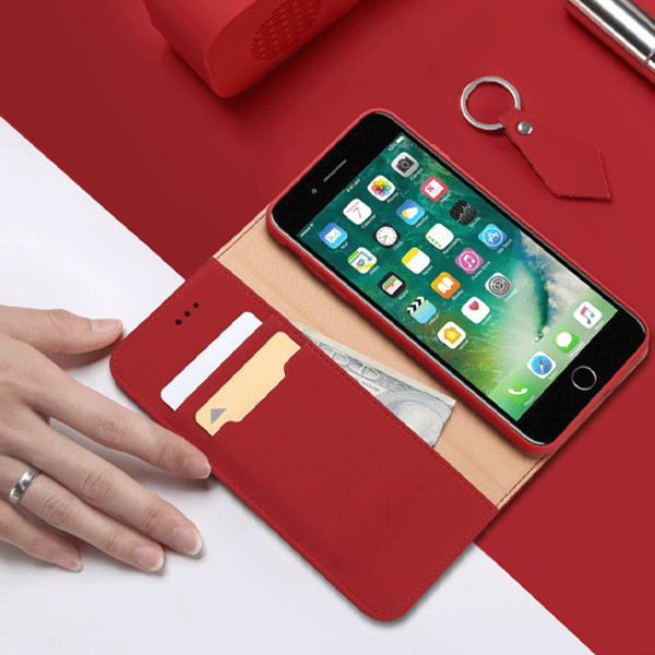 Dux Ducis Wish Series Echt Leder Flip Wallet Tasche Schutz-Hülle Cover für iPhone Xs Max rot