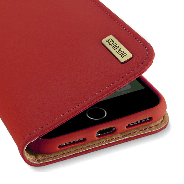 Dux Ducis Wish Series Echt Leder Flip Wallet Tasche Schutz-Hülle Cover für iPhone Xs Max rot