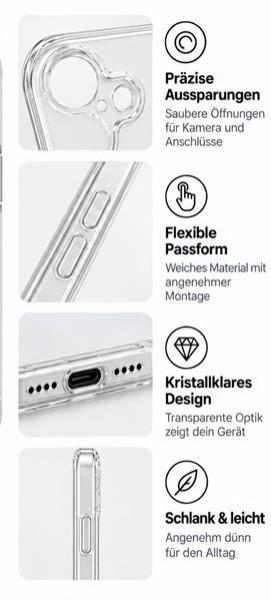 starfix Air Silikon-Hülle passend für Apple iPhone 16e, 17e transparent
