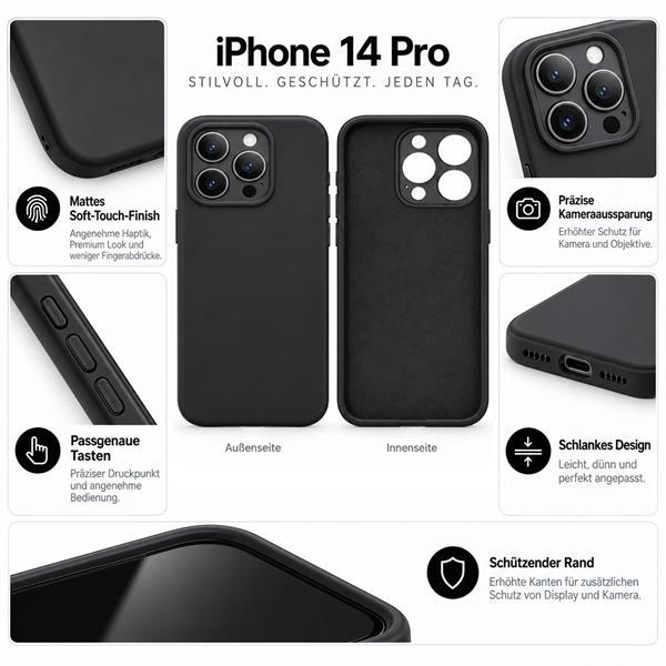 starfix Air Silikon-Hülle passend für Apple iPhone 14 Pro, schwarz