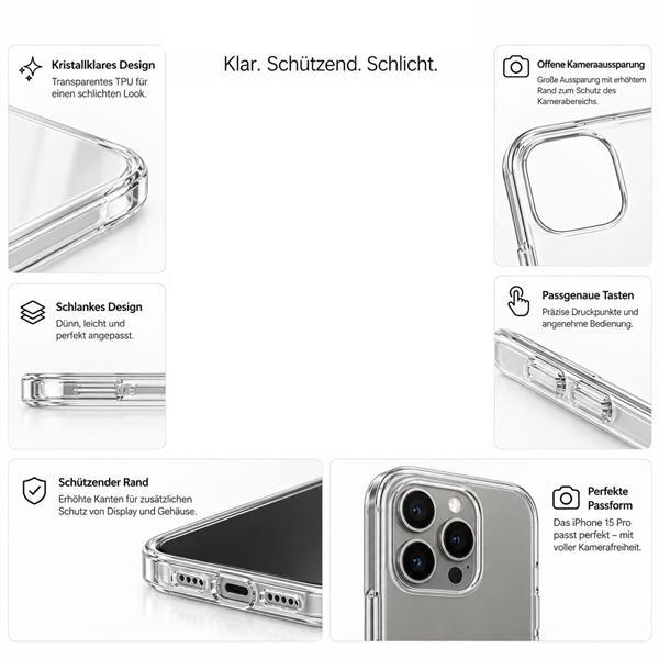 starfix Air Silikon-Hülle passend für Apple iPhone 15 Pro Max, transparent