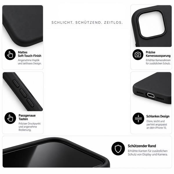 starfix Air Silikon-Hülle passend für Apple iPhone 15, schwarz