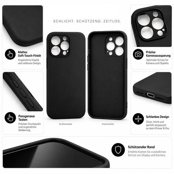 starfix Air Silikon-Hülle passend für Apple iPhone 16 Pro, schwarz