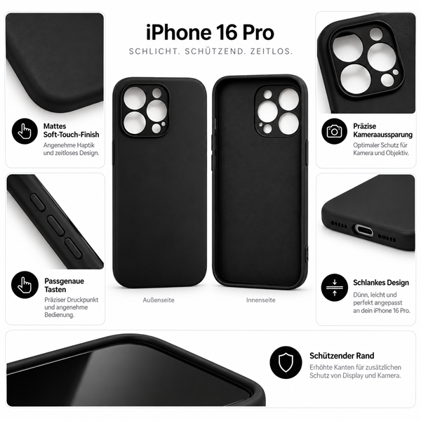 starfix Air Silikon-Hülle passend für Apple iPhone 16 Pro Max, schwarz