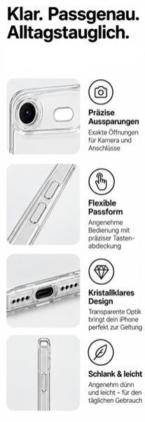 starfix Air Silikon-Tasche passend für Apple iPhone 17 Air, transparent