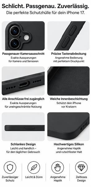 starfix Air Silikon-Hülle passend für Apple iPhone 17, schwarz