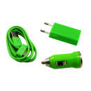 3in1 micro KFZ Ladegerät Set für iPhone 4 4S 3G 3GS iPod grün