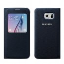 Samsung EF-CG920BB S-View Textil Flip Cover für Galaxy S6 schwarz
