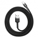 Baseus Cafule USB / Lightning Ladekabel/Datenkabel Nylon geflochten für iPhone/iPad/Airpods - QC3.0 2,4A - schwarz/grau (1M)
