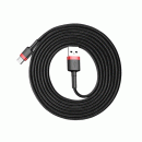 Baseus Cafule Cable durabel Kabel mit Nylon geflochtenes Ladekabel USB / USB-C - QC3.0 2A - 2M schwarz/rot