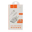 HOCO Ladegerät Dual USB Port 2x 2.4A inkl. USB-C Kabel (1m) weiß