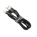Baseus Cafule USB / Lightning Ladekabel/Datenkabel für iPhone / iPad / Airpods, Nylon geflochten QC3.0 2,4A- schwarz/gold (0,5m)