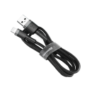 Baseus Cafule USB / Lightning Ladekabel/Datenkabel für iPhone / iPad / Airpods, Nylon geflochten QC3.0 2,4A- schwarz/grau (0,5m)