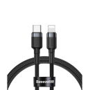 Baseus Cafule Lightning - USB TypeC Ladekabel/Datenkabel für iPhone / iPad / Airpods Nylon geflochten 18W QC3.0 schwarz-grau (1M)