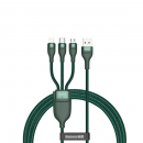 Baseus 3in1 USB - Lightning / USB Typ-C / Micro-USB - Ladekabel/Datenkabel Nylon geflochten - 5A, 480 Mbit/s, 40W - grün (1,2M)