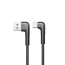 Remax Winkel USB-Ladekabel/Datenkabel - USB Typ C 2,4 A schwarz (1m)