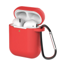 starfix Silikon-Hülle Schutz Tasche für AirPods Gen. 1/2 ink. Karabinerhacken, rot