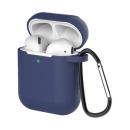 starfix Silikon-Hülle Schutz Tasche für AirPods Gen. 1/2 ink. Karabinerhacken, blau
