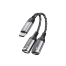 Dudao L13C+ 2in1 USB-C Splitter-Adapter, grau