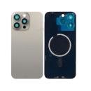 Akkudeckel Rückglas mit Kamerarahmen ohne NFC passend für Apple iPhone 15 Pro Max, Natural Titanium